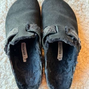 Birkenstock Boston shearling lined clog with faux alligator trim